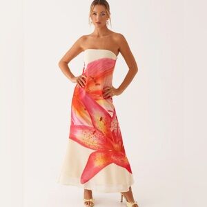 Peppermayo Cream and Pink Floral Maxi Dress